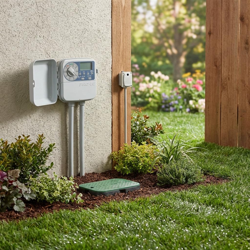 Suinga Programador de Riego Pro-LC 12 Estaciones Exterior K-Rain | Temporizador de Riego Eléctrico para Jardin | Memoria Permanente | Protección de Cortocircuito