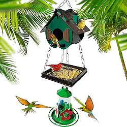 Casinha De Passarinhos Comedouro Bebedouro Para Beija-flores Livres (Verde)