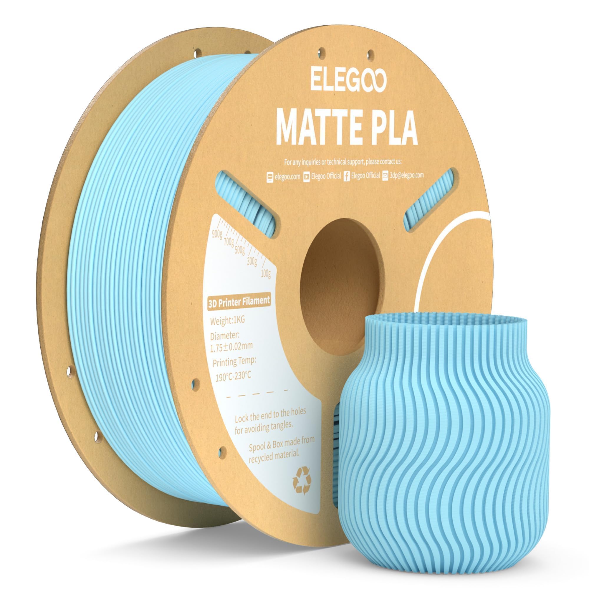 PLA Matte 3D Filament Ice Blue