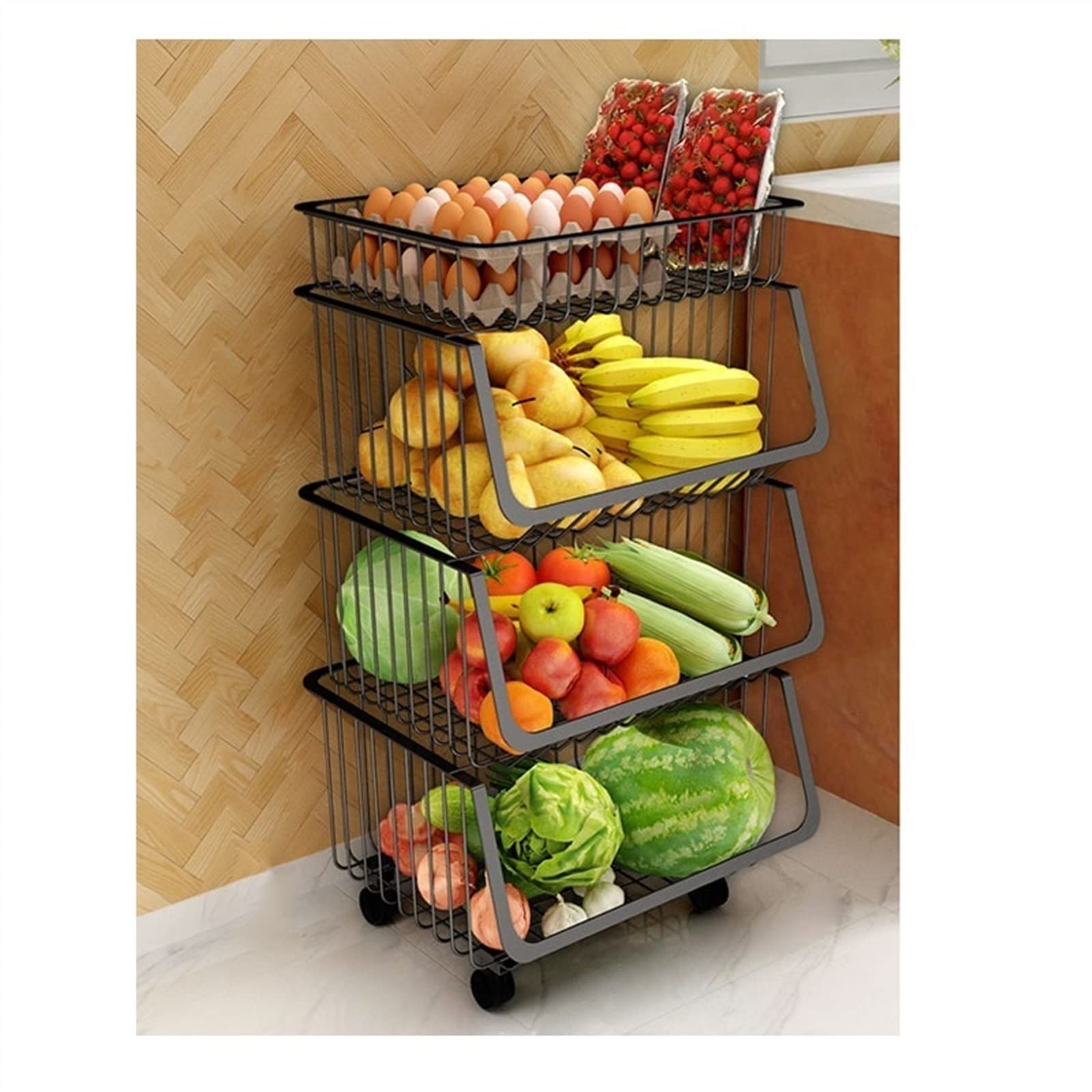 Chariot de cuisine mobile JATIBOSH étagère à légumes multicouche