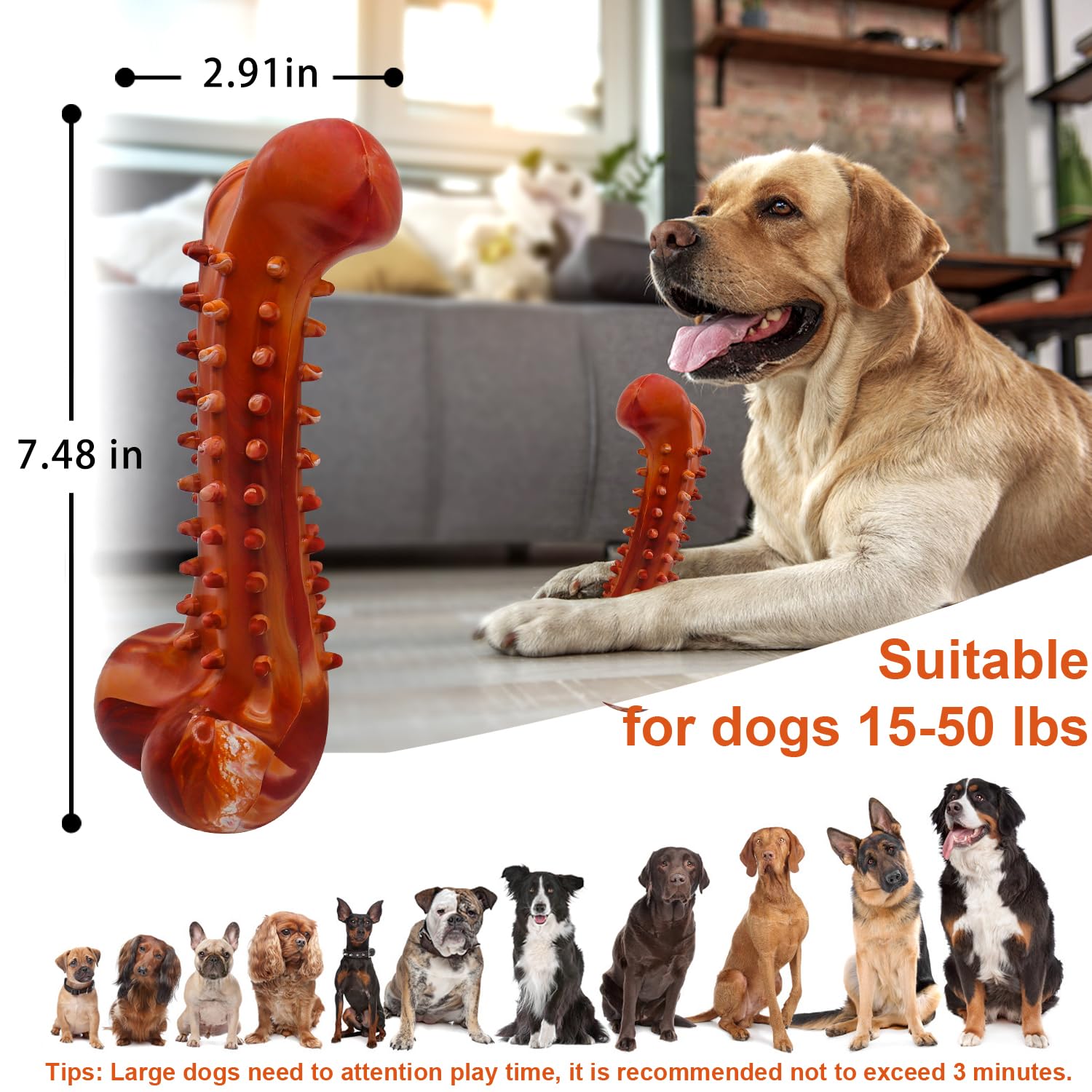 Autoau Giochi per Cani Indistruttibile, Osso per Cane da Masticare Giochi Cane in Gomma Durevole per Pulizia dei Denti Giochi Interattivi per Cani per Aggressivi di Piccoli Medio Grande