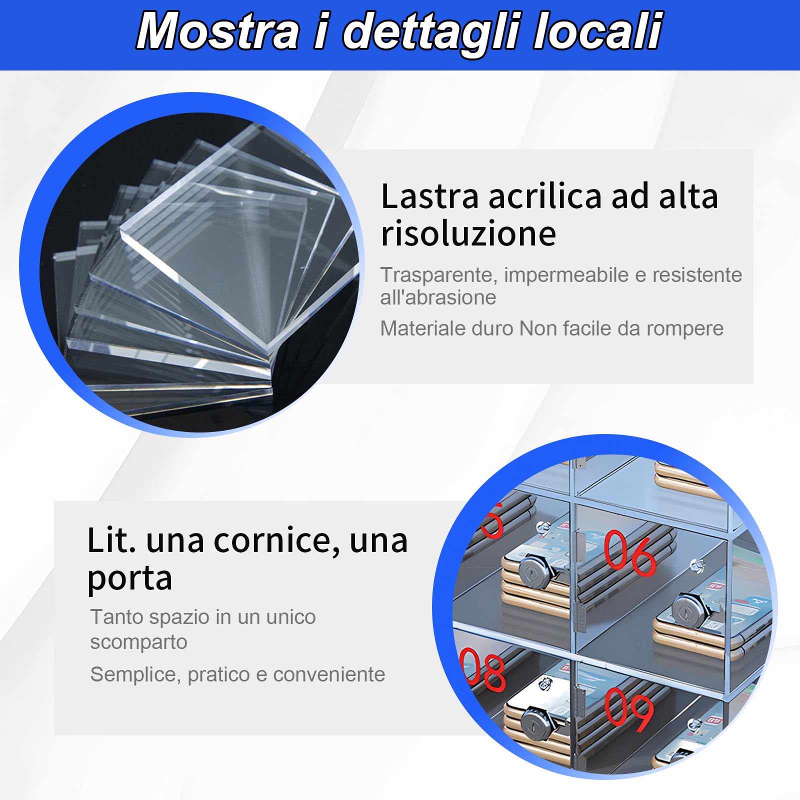 Cell Phone Locker Box per l'aula chiaro acrilico 6 Slot Cell Phone Storage Cabinet Bin con serrature a porta armadietto del telefono per aule, sale riunioni, laboratori, palestre