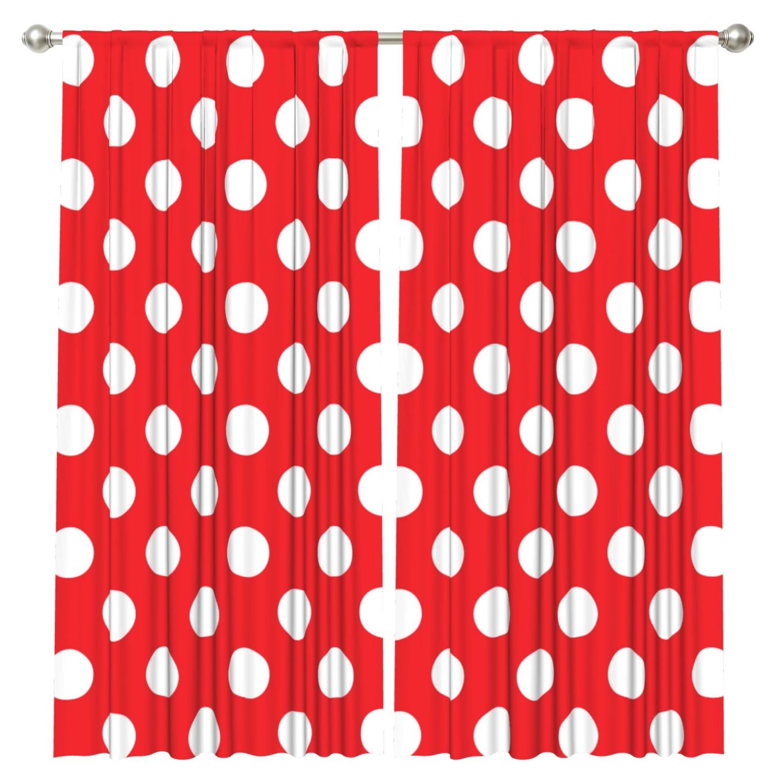 InOmak Red Circle Area, 2 Panels Window Curtains 52 x 84 Inch Blackout Curtains for Living Room Bedroom