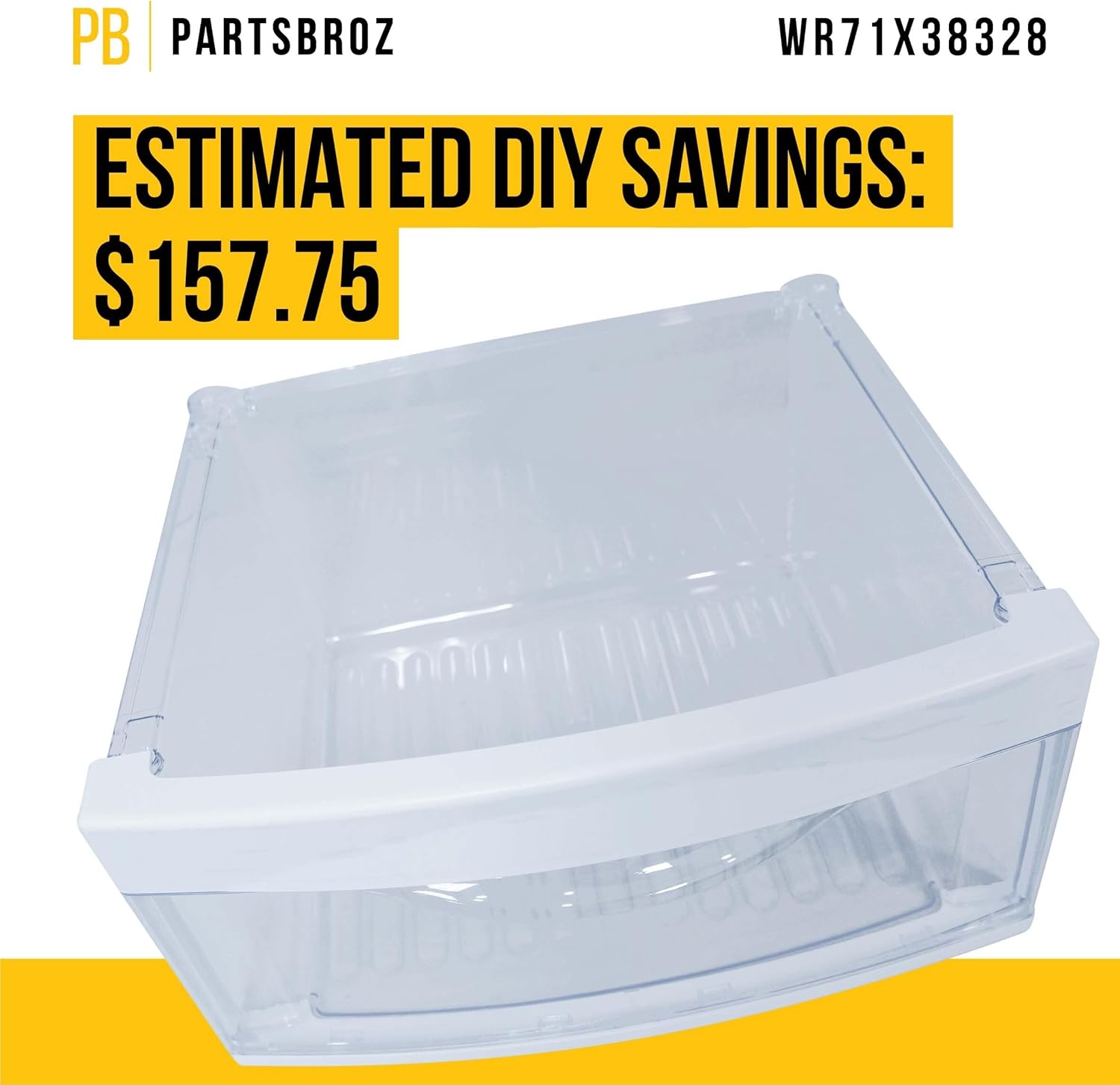 PartsBroz WR71X38328 Middle Crisper Pan - Compatible With General Electric Hotpoint Refrigerator - Replaces AP7175678 WR32X22927 WR32X10343 WR32X10574 WR32X10370 PS16619591 Ultra Durable Replacement
