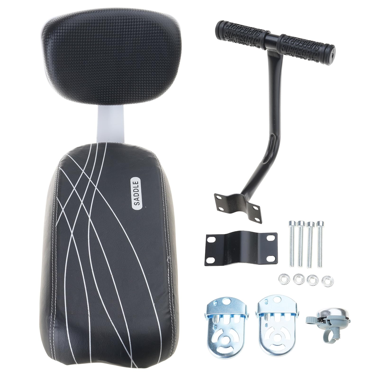 Ensemble de Repose-Pieds et accoudoirs pour sièges arrière de vélo, Porte-bébés de sécurité pour, sièges de vélo pour bébé avec accoudoir et Dossier, vélo pour Enfant avec Dossier