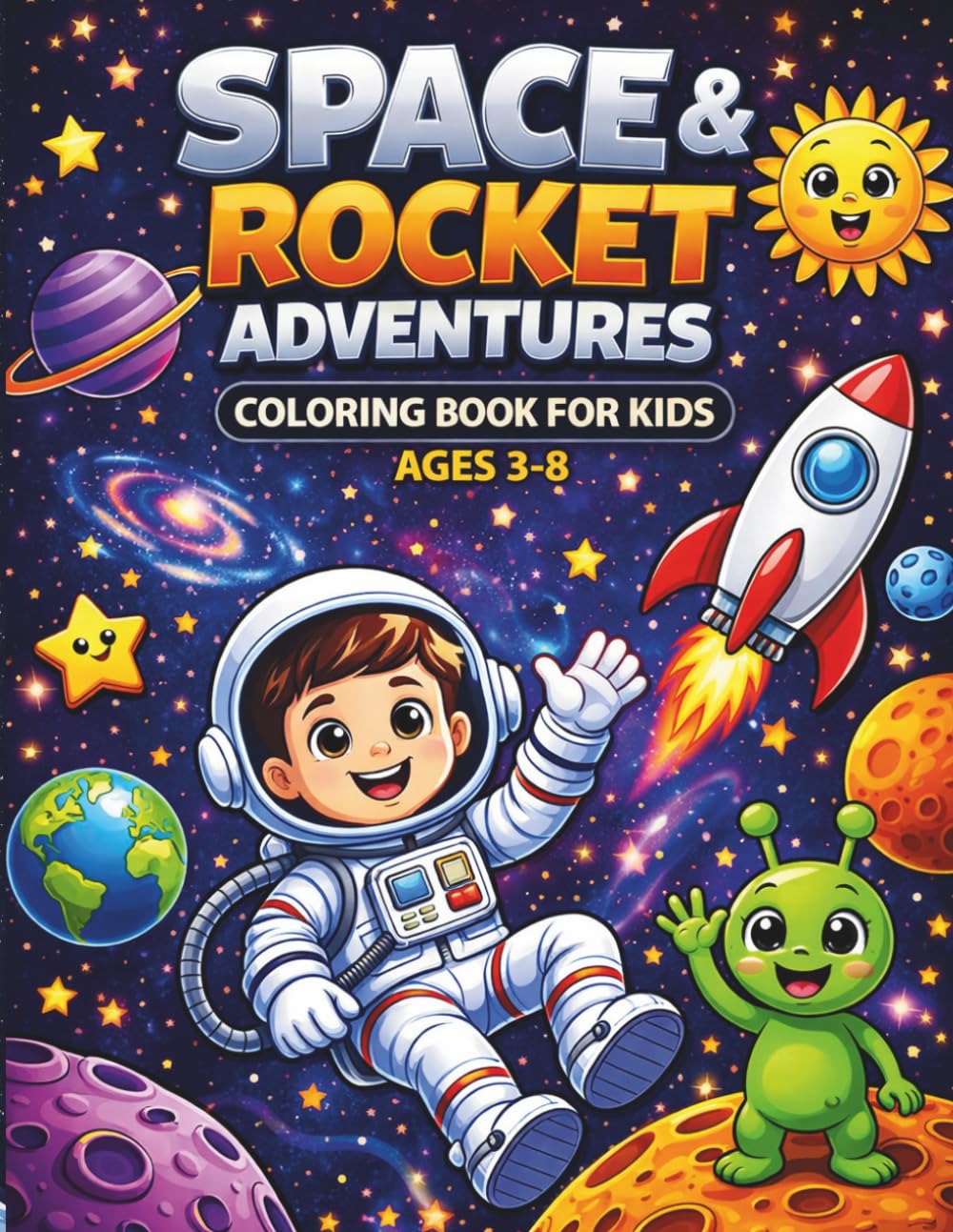 Space & Rocket Adventures Coloring Book for Kids