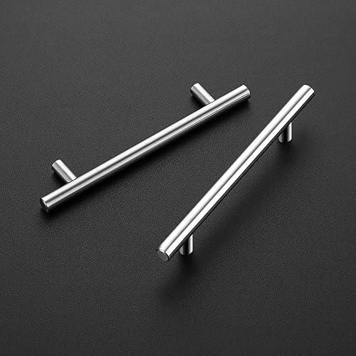 Miniatura 2 de Tiradores de acero niquelado inoxidable y cepillado para armarios, cajones de cocina, 5 pulgadas (12.7 cm) de largo, abertura central de 3 pulgadas