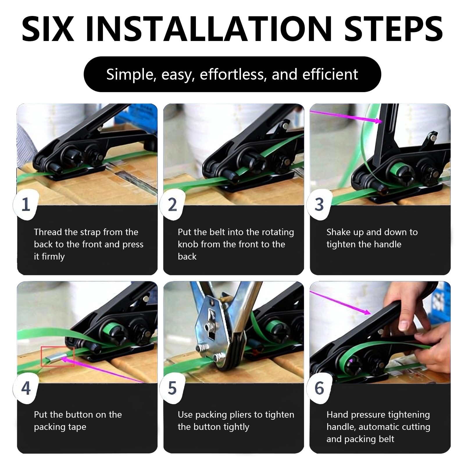 Reggiatrice Manuale, 12-19mm Kit di Reggiatura con Nastro in PET da 330m Tenditori Silenziosi Set di Reggiatura per Imballaggio Include 100 Fibbie Metalliche e 100 Angolari di Protezione