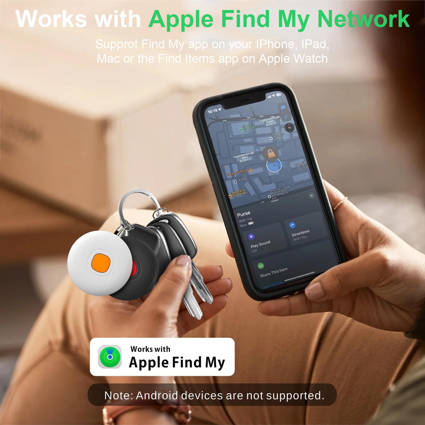 Air Tracker Air Lot de 2 étiquettes de suivi intelligent, étanche IP68, localisateur de clés et localisateur d'articles, localisateur d'articles Bluetooth avec Find My (iOS uniquement) pour suivre vos