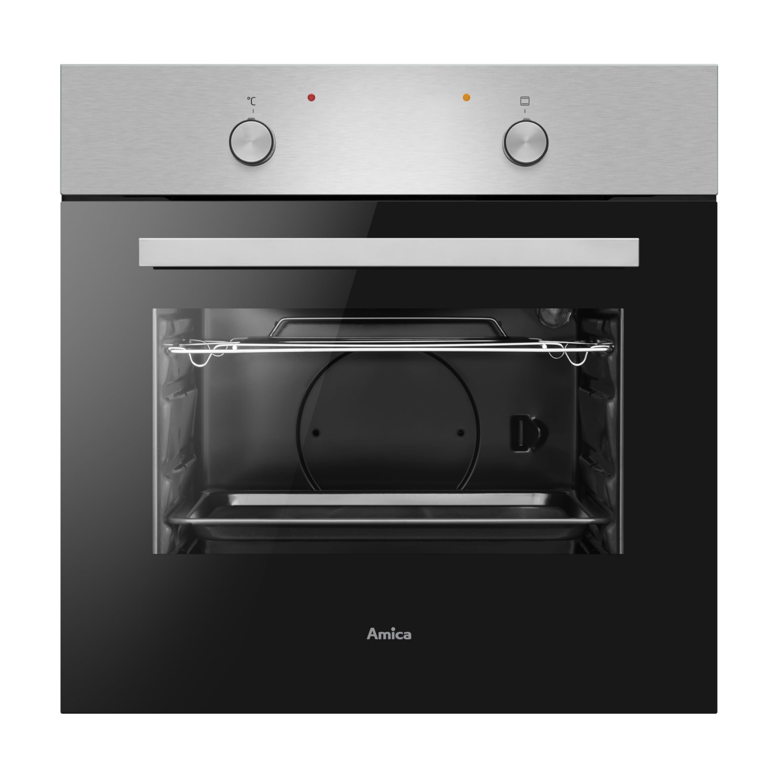 Amica Einbaubackofen 68 L 59,5x59,5x57,5 cm Steam Clean ABE 9410 E | Schnellaufheizung, 4 Backofenfunktionen, CoolDoor2, Clean Emaille, Halogenbeleuchtung, Geprägte Seitenwände