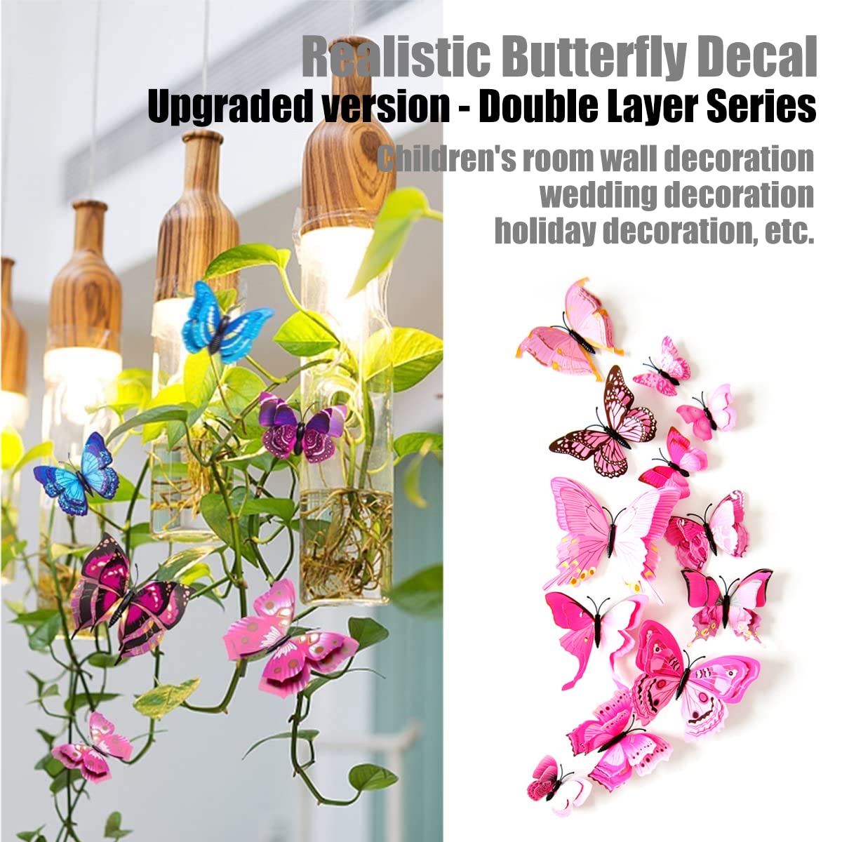 24 Adesivi Murali Farfalla 3D Rimovibili | Decorazione Colorata Per Camera Bambini E Soggiorno