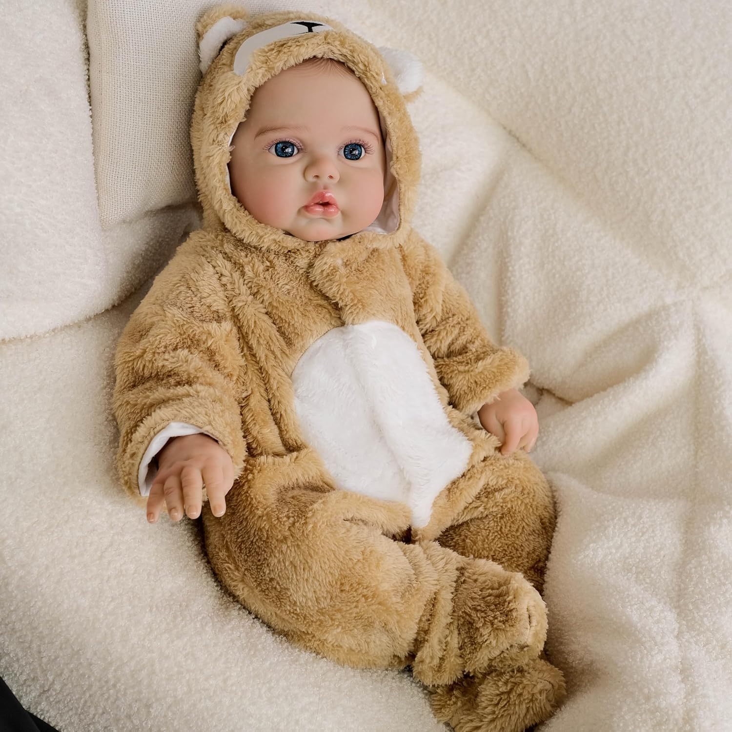 48 cm silikonowe lalki Reborn Baby Dolls drukowane włosy tkanina ciało realistyczny winyl noworodek lalki otwarte oczy realistyczne Reborn niemowlę lalki prawdziwe życie lalka bobas zabawki
