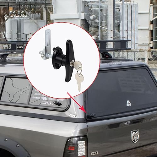 Vista 36 de Tapa de camioneta con cierre de carcasa de cámper, mango en T con 2 llaves para la mayoría de marcas de tapas de camiones, toppers, cubiertas