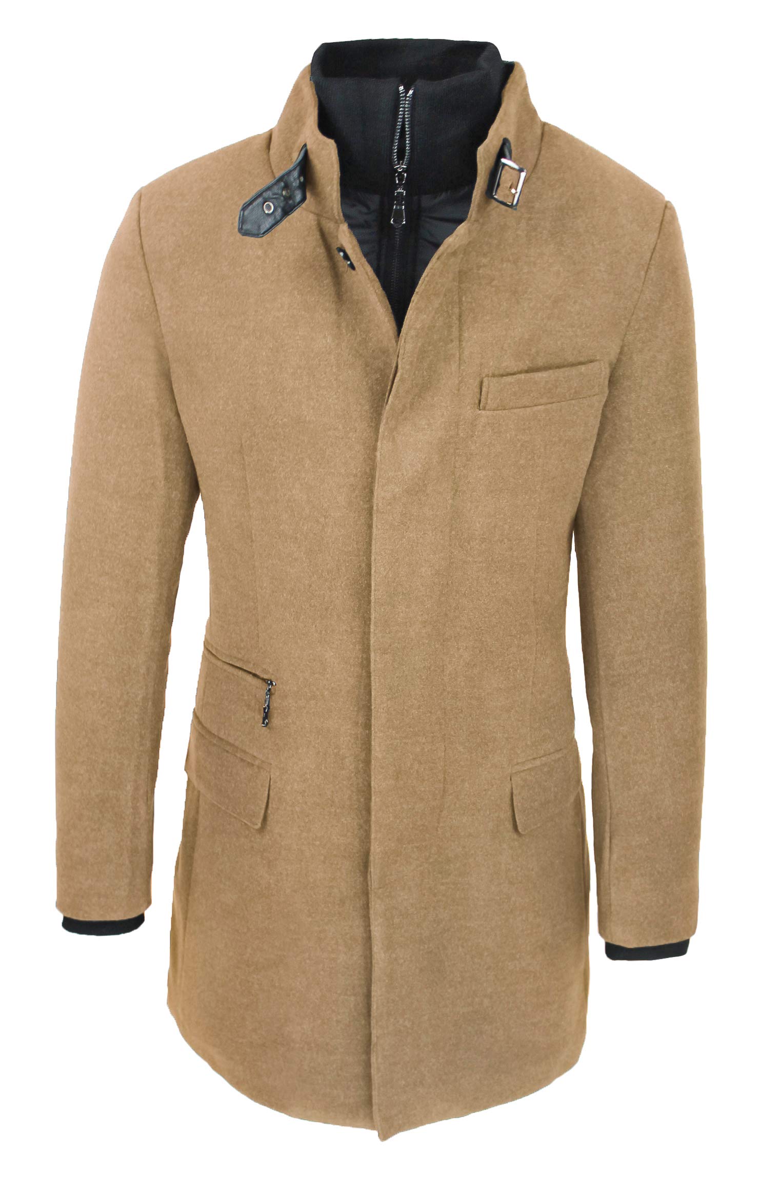 Cappotto Uomo Sartoriale Elegante Slim Fit Invernale Giacca Lunga Soprabito con Gilet Interno