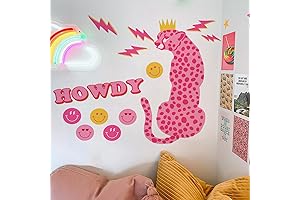 Yovkky Pink Cheetah Leopard Preppy Room Wall Decals Stickers