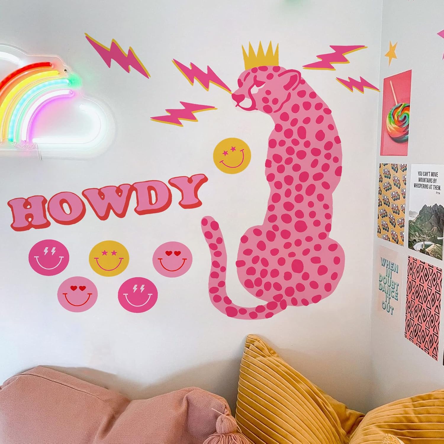 【きをしてま】 Y1tvei 48 Pcs Smile Happy Wall Decal Preppy Pink Room Aesthetic ...