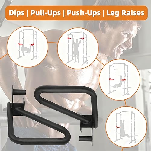 Miniatura 3 de Dual Grip Dip Bars Attachment for 2x2 Power Rack & Squat Rack, Heavy Duty Pair for Pull Ups, Push Ups, Triceps & Chest Workouts, 330LBS Capacity