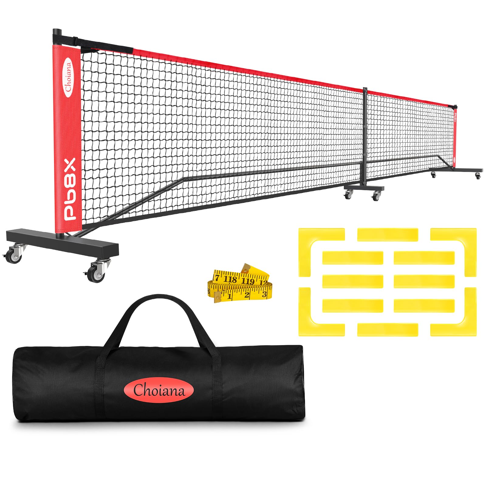 Portable Pickleball Net, Pickle Ball Net Outdoor with 22ft Regulation Size Net, Court Markers, Durable Frame PE Knited Pickleball Practice Net System for Backyard Driveway