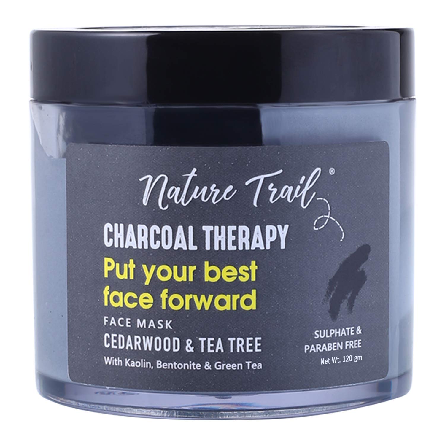 Nature Trail Charcoal Therapy Face Mask for Deep Cleansing and Brightening with Kaolin and Bentonite clay, 120gm