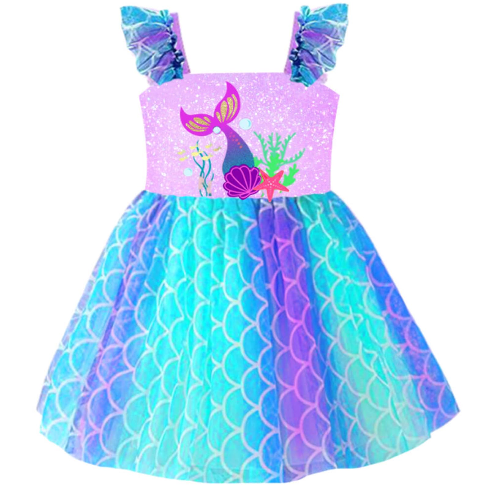 DXTON Toddler Girls Tutu Dresses Summer Short Sleeve Tulle Birthday Party Sundress for 3-8 Years