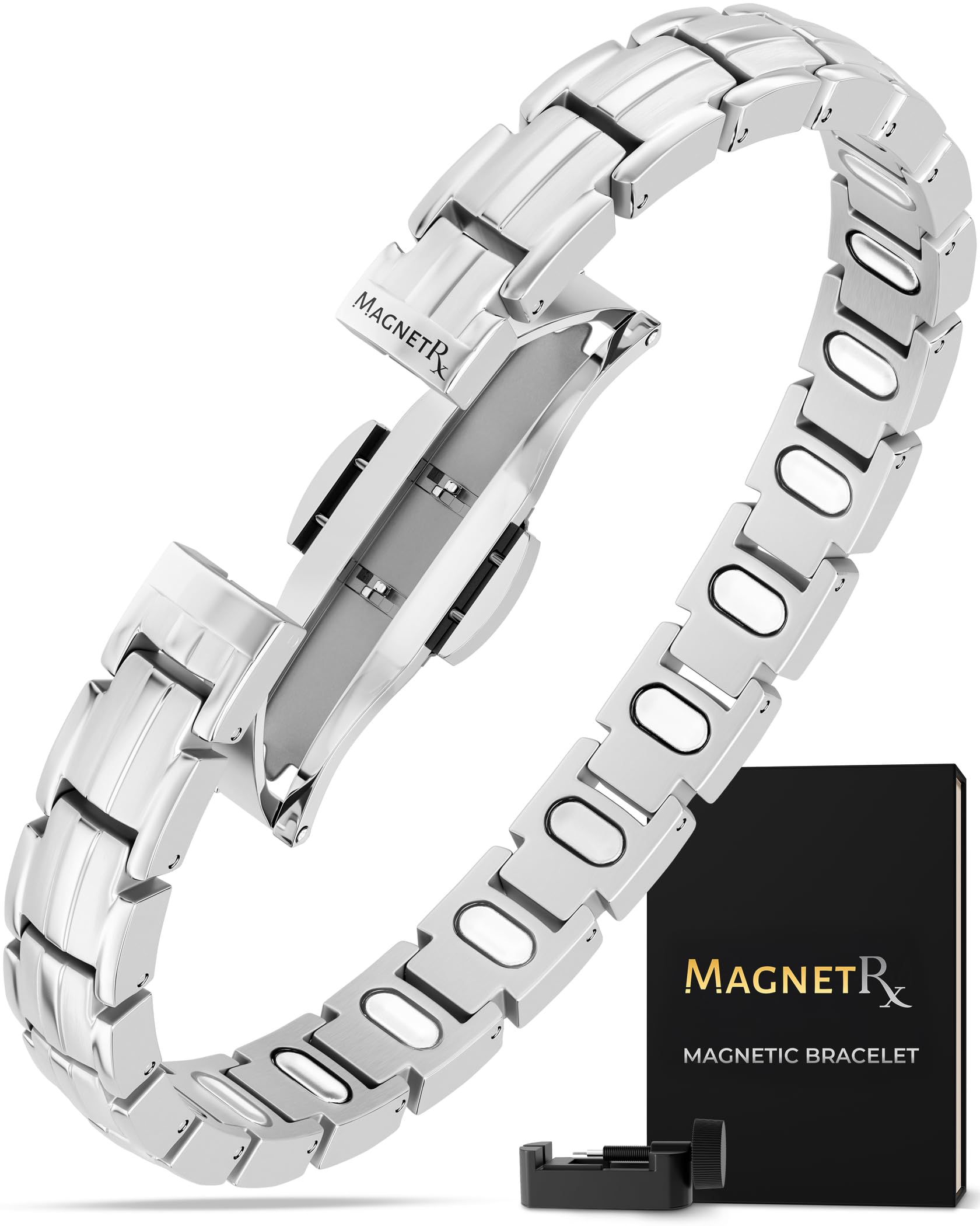 Magnetic Bracelets - EllipseMAX 5X Strength 5,000 Gauss Magnets - Designed in USA & PATENT PENDING - Premium Titanium Magnetic Bracelet & Adjustable Length