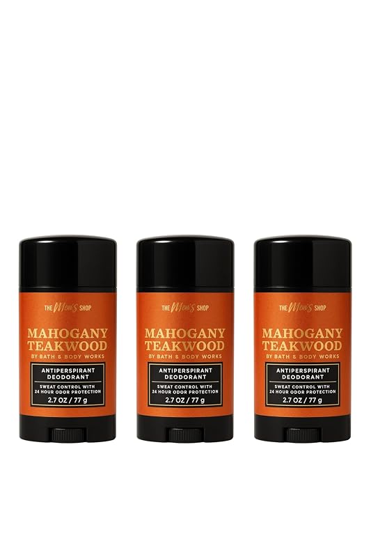 Desodorante antitranspirante Bath & Body Works Mahogany Teakwood – Pacote com 3, 76 mL cada