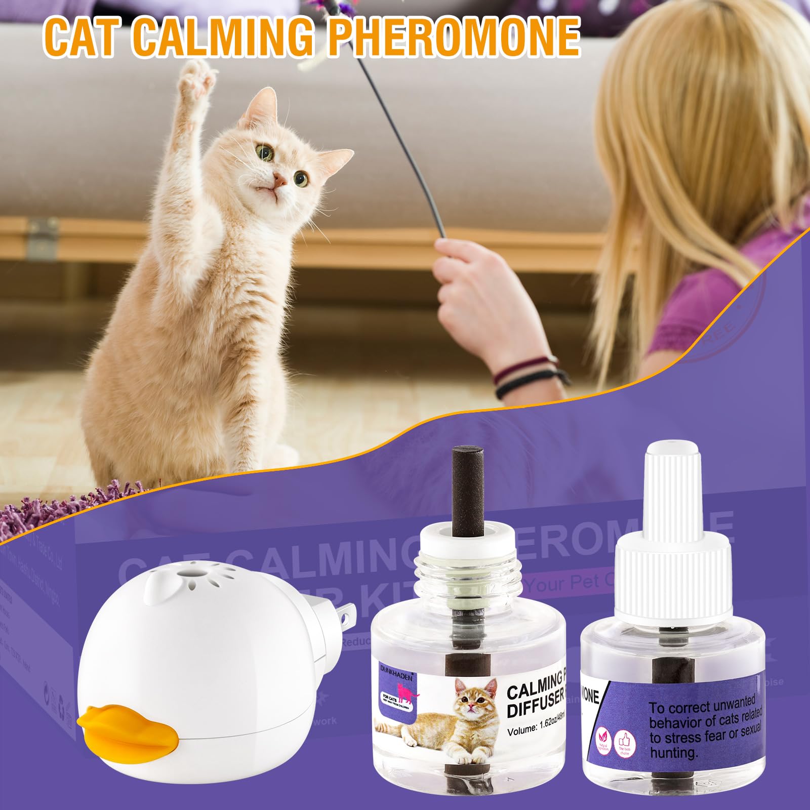 DUNKHADEN Cat Calming Pheromone Diffuser Reduces Conflict Between Cats Effective Anxiety Relief for Cats & Cat Calming Soothing 48ML 3 Refills Fits All Cats, 3 Packs - image 6