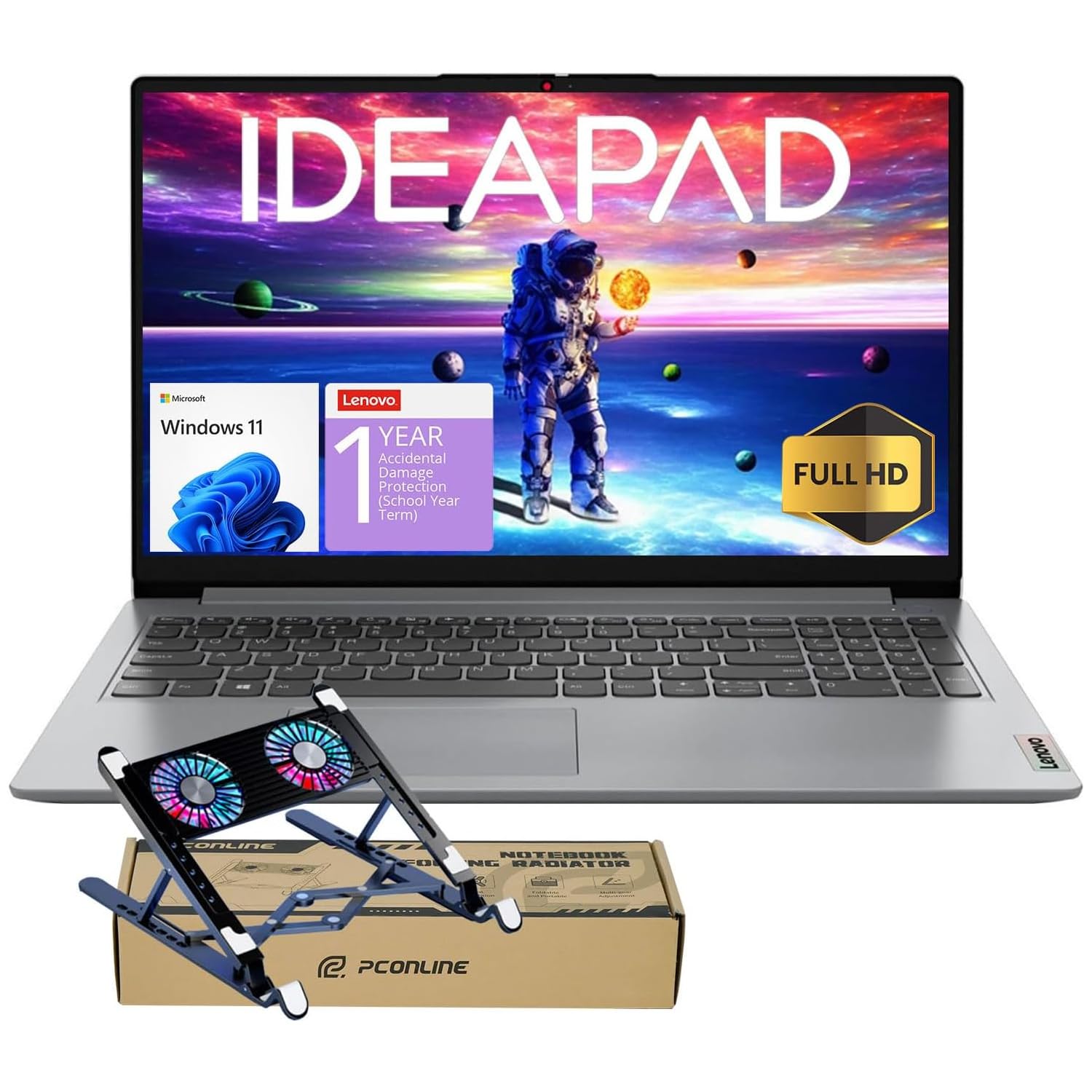 Lenovo IdeaPad 2025 Laptop, 15.6” FHD Anti-Glare, Intel 4-Core CPU, 8GB RAM, 128GB eMMC, Wi-Fi 6, 10HR Battery, Win11, 1 Yr ADP + Office 365 w/1TB Cloud Storage, Student & Home Use, w/Cooler Bundle