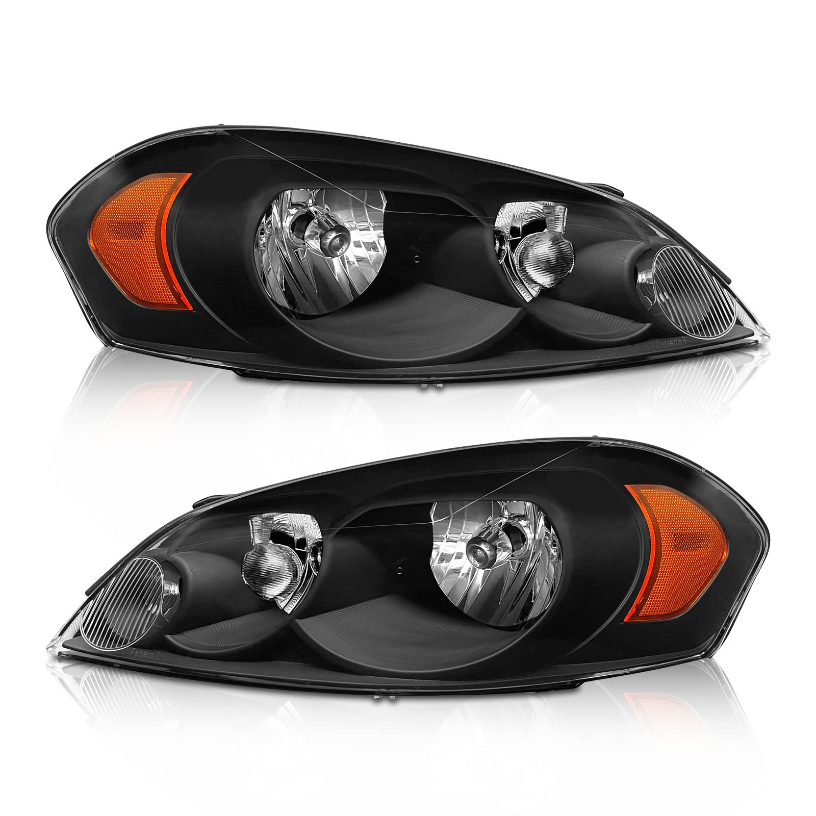 Photo 1 of 2006-2013 Chevy Impala Headlights Assembly for 2014-2015 Chevy Impala Limited / 2006-2007 Chevy Monte Carlo Black Housing Amber Reflector Replacement Driver and Passenger Side B-Black Housing Amber Reflector