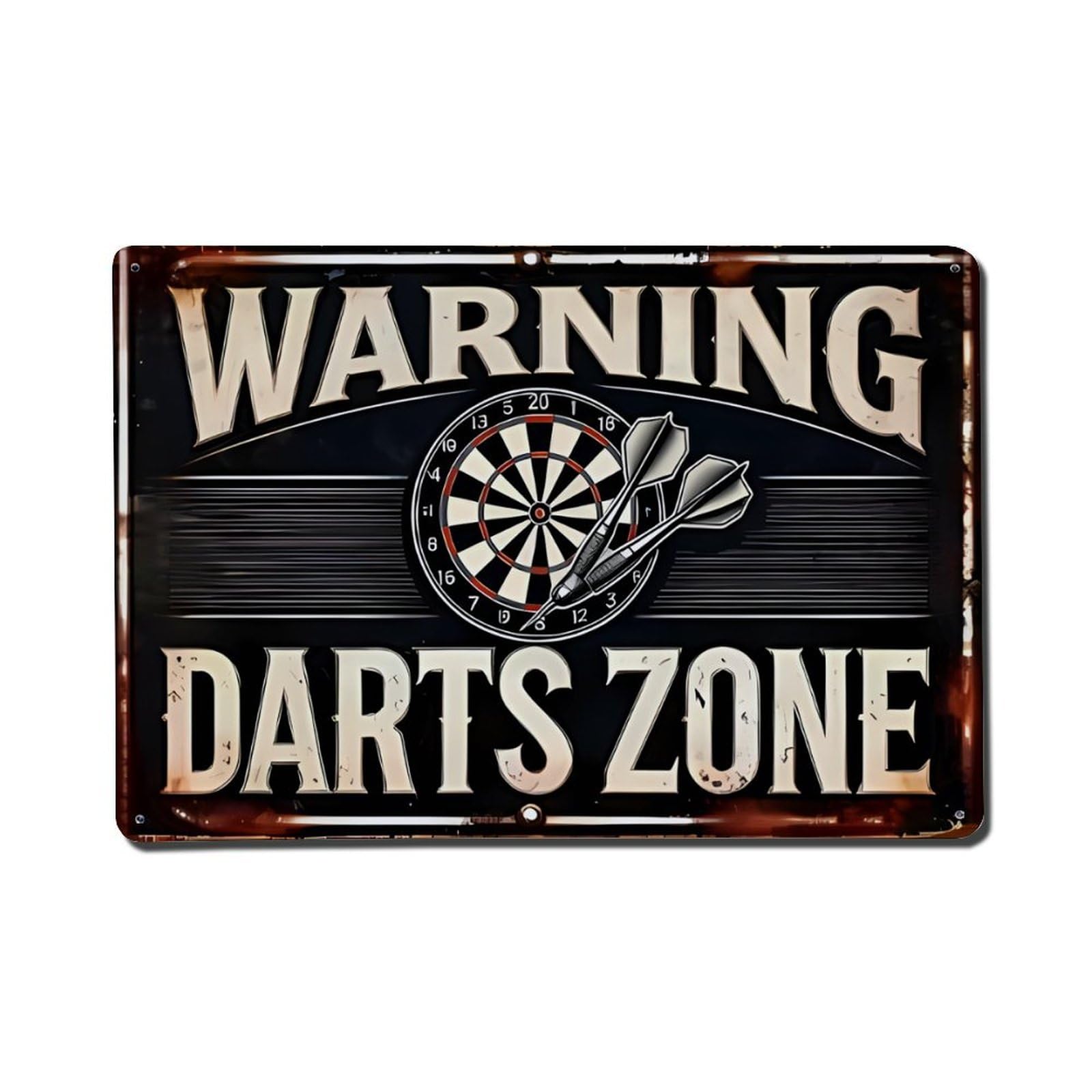 Warning Darts Zone Vintage Wall Sign Vintage Aluminium Metal Sign, Retro Wall Decor for Home, Bar, Garage & Farmhouse 20x30cm