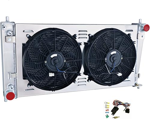 Juego de 4 filas de radiador y ventiladores compatible con Ford F150 F250 F350 Super Duty Expedition 42L 46L 54L V8 FX2 FX4 Lariat con kit de