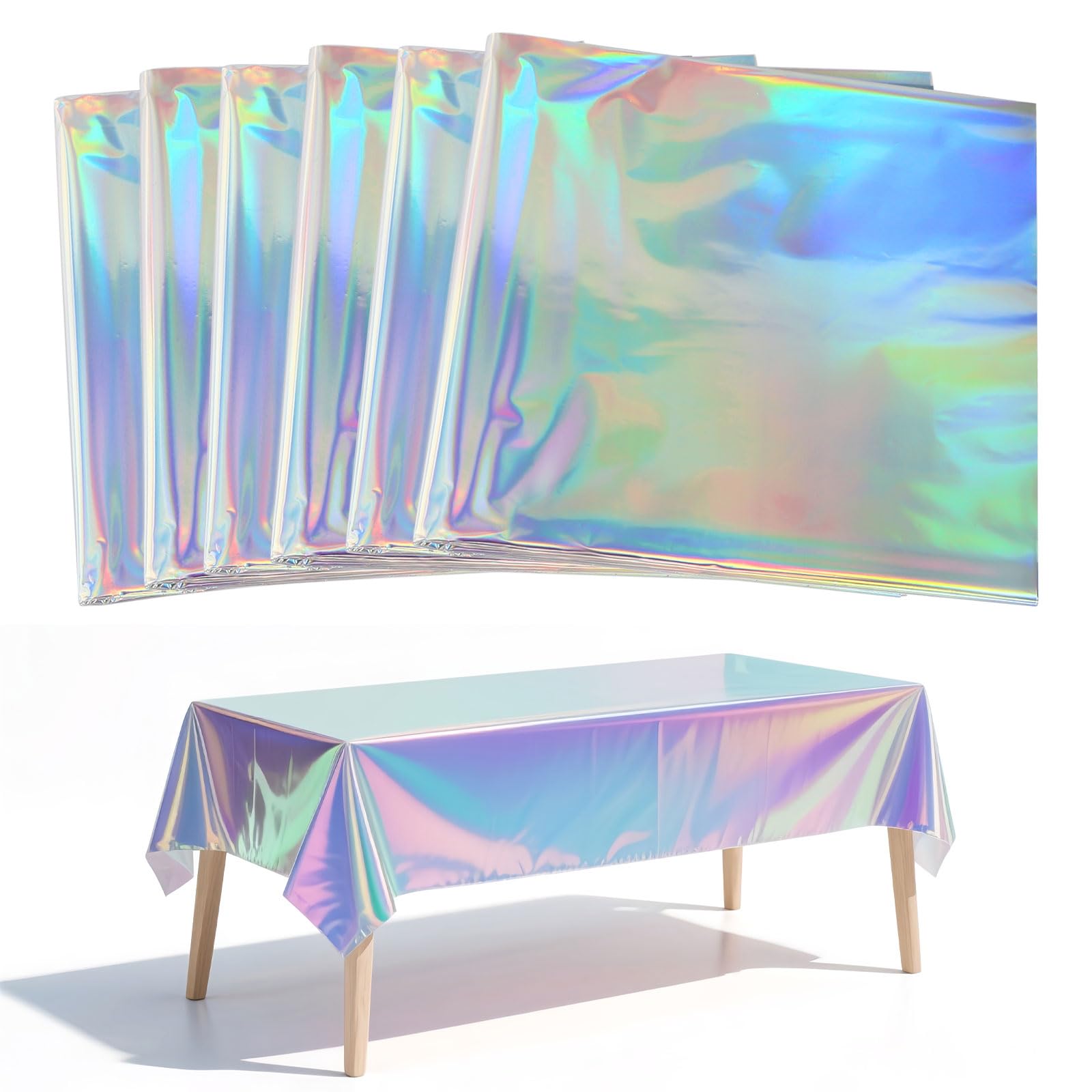 6er-Set bunte Glitzer-Tischdecken, rechteckig 137 x 274 cm, wasserdicht