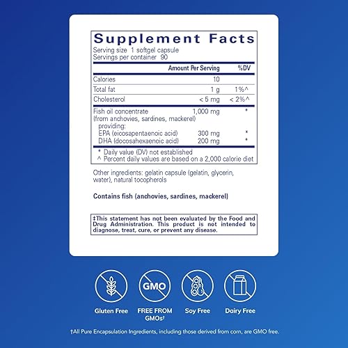 Vista 9 de Pure Encapsulations EPA/DHA Essentials - Suplemento concentrado de aceite de pescado para apoyar la salud cardiovascular - Suplemento premium de EPA