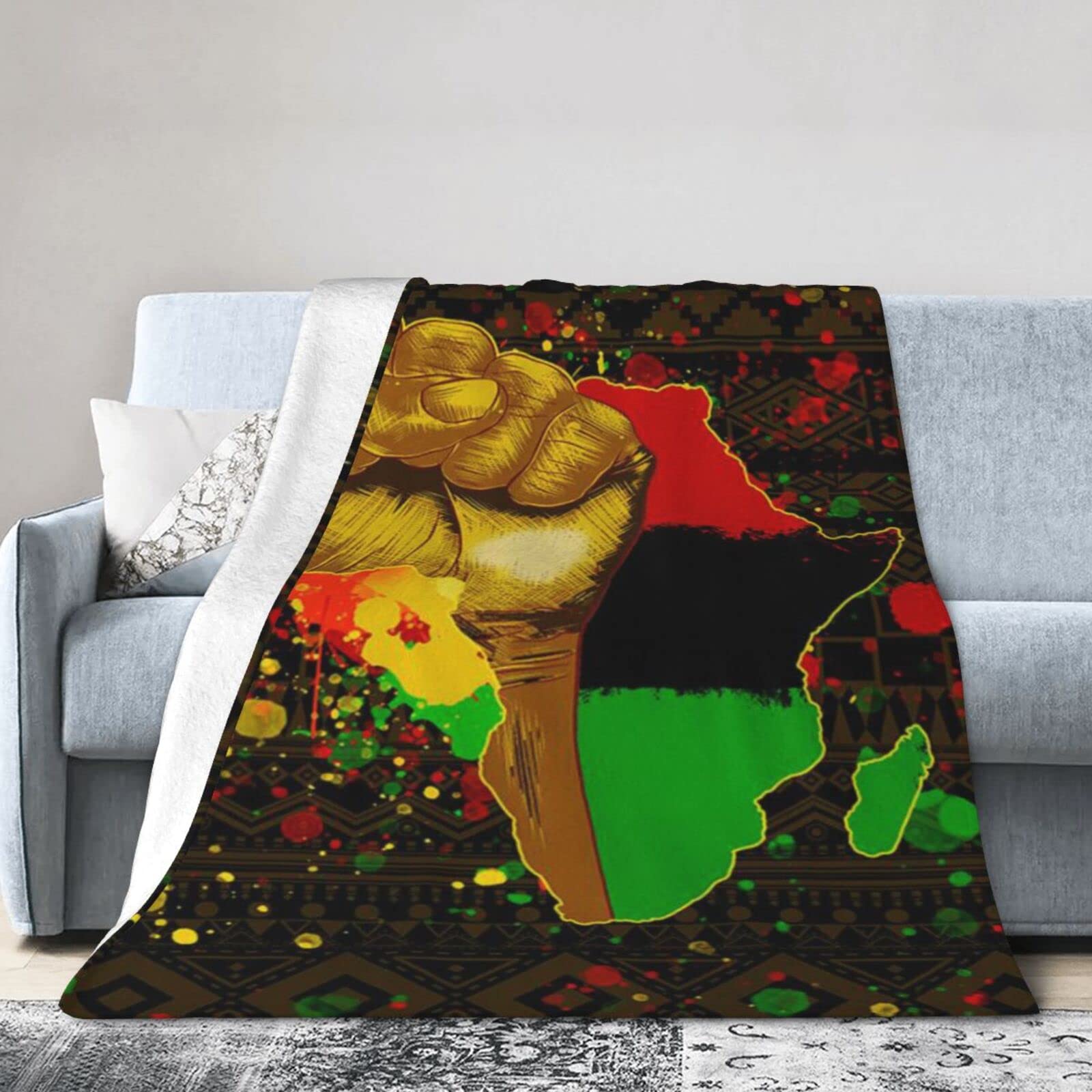 Lsjuee Flannel Fleece Blanket 40"X30" Proud African American Sofa Throw Blanket Lightweight Ultra-Soft Travel Winter Blankets for Womens Keep Warm