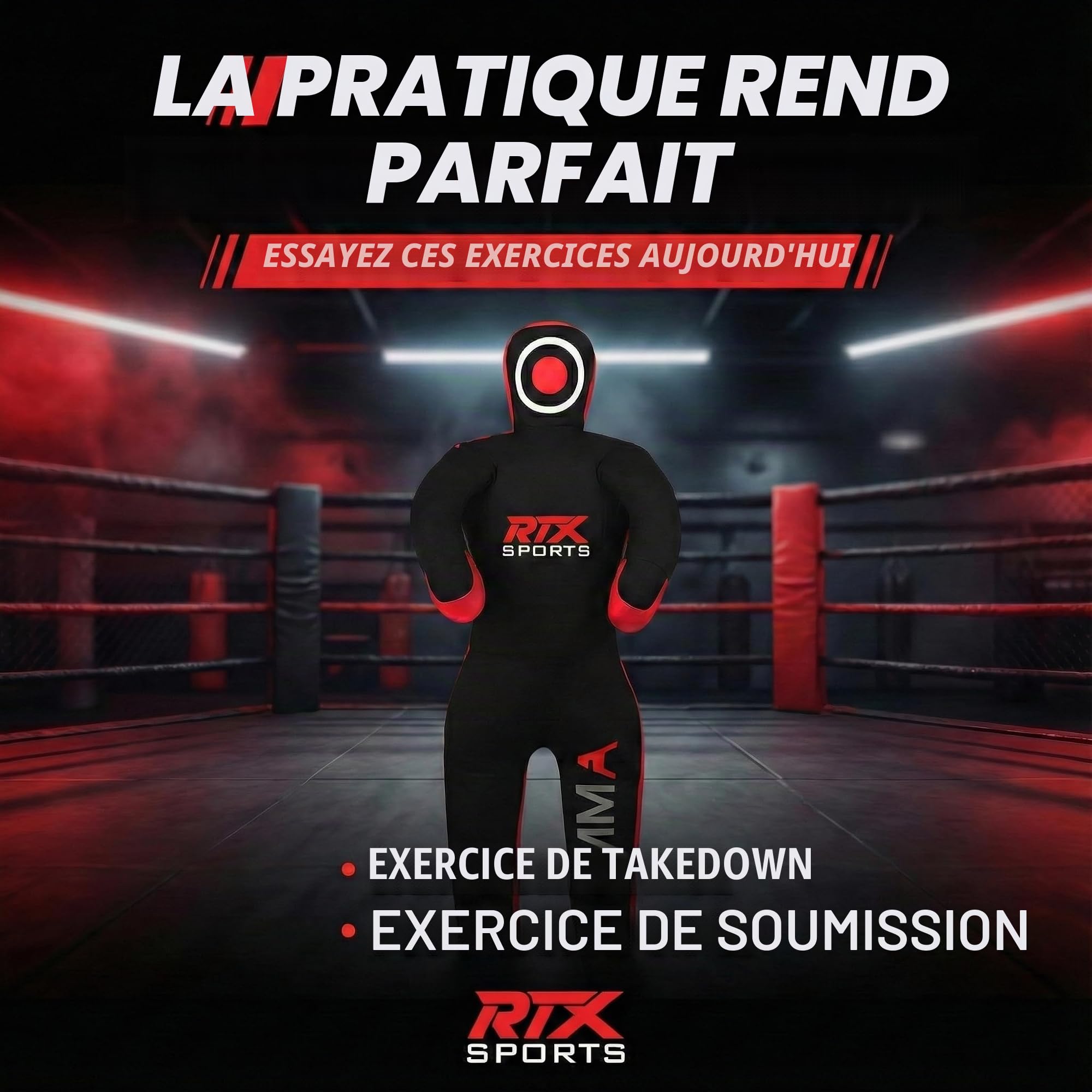 RTX Enfants de Grappling Judo MMA pour Enfants Sac de Frappe pour Brésilien BJJ Jiu Jitsu, Lutte, Entraînement MMA Toile Non Remplie 47 Pouces