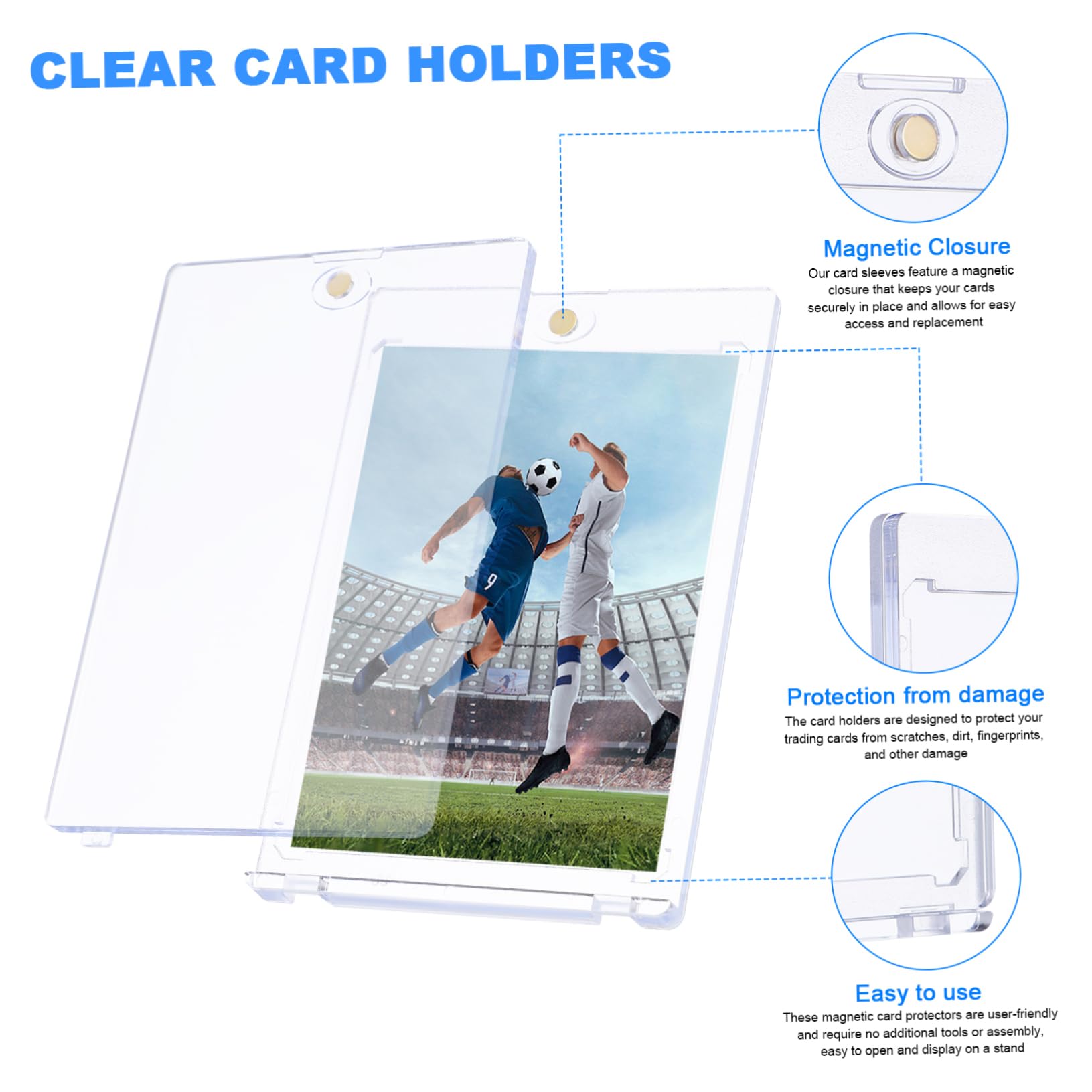 18 Porta Carte Magnetiche in Ps, Custodia Rigida per Carte da Gioco e Sportive, Chiusura Sicura, Protezione Dai Danni, Uso Versatile
