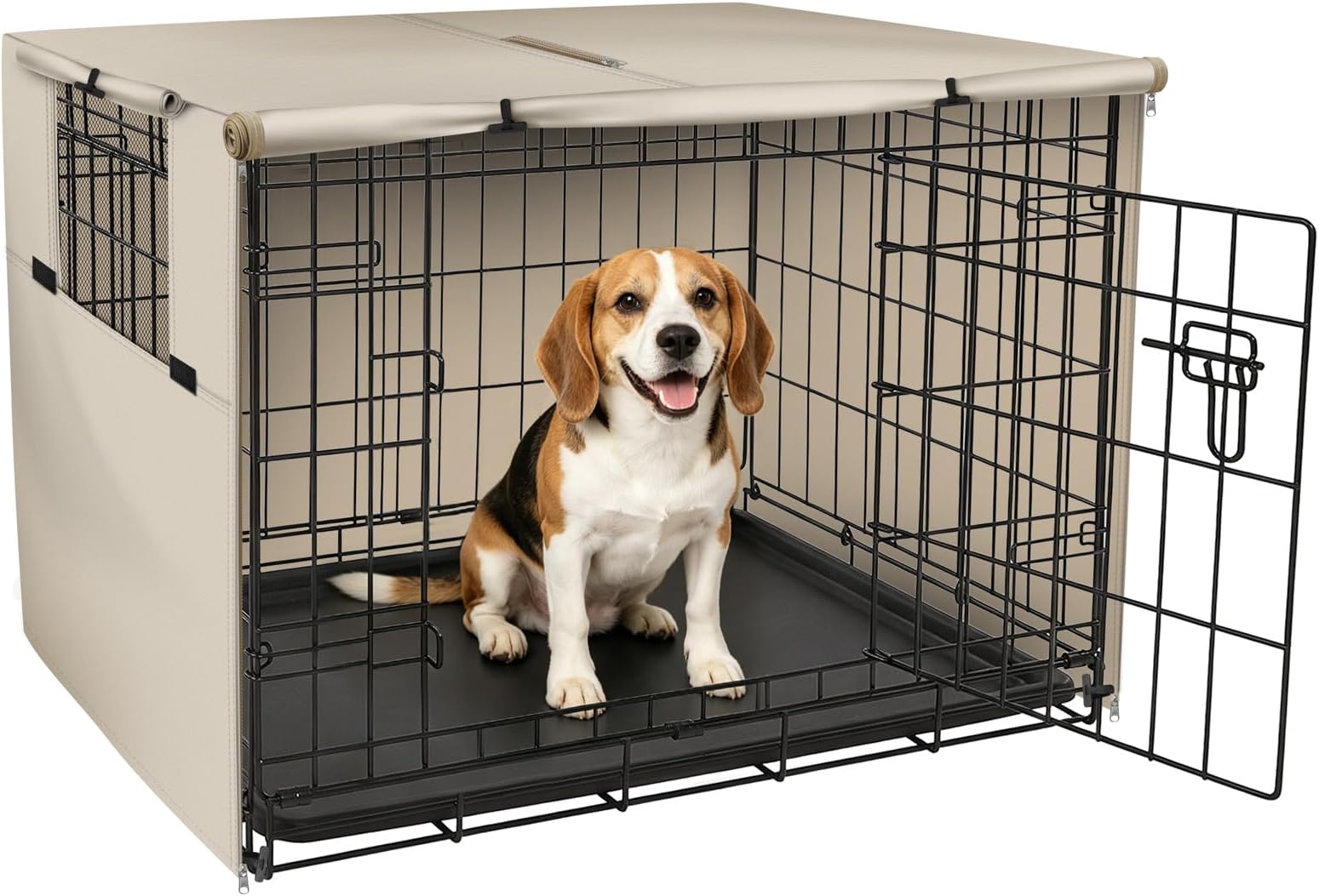 Explore Land 36 inches Dog Crate Cover Durable Polyester Pet Kennel Cover Universal Fit for Wire Dog Crate (Light Tan)