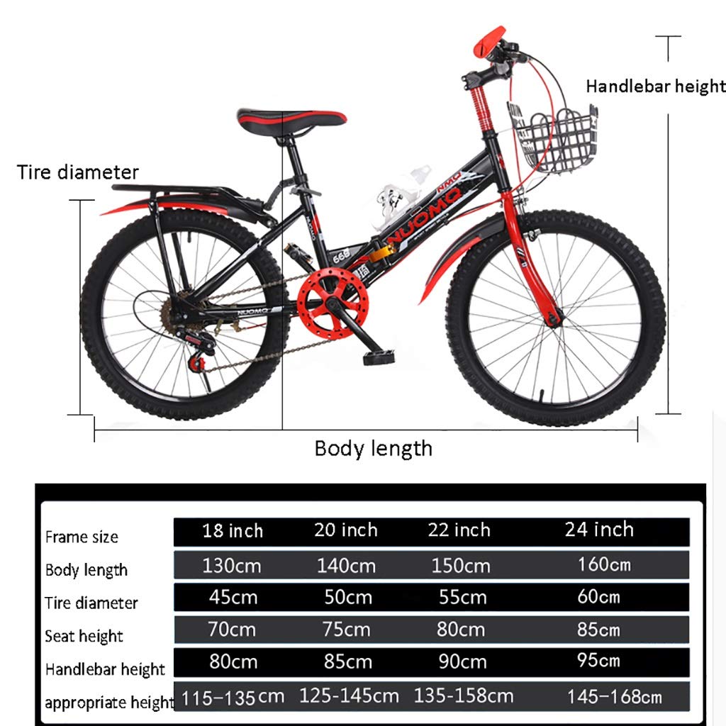 ZSH Las Bicicletas Plegables De Montaña, 18/20/22/24 Pulgadas Niños Niñas Carril Bici, 8 Velocidades, Doble Freno De Disco, Marco De Acero De Alto Carbono, Antideslizante, Azul