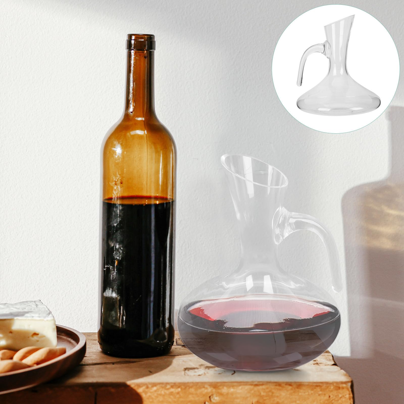 Decantador de Cristal Grande de 1800ml para Vino y Brandy, Diseño Creativo Superficie Lisa y Brillante, Ligero y Fácil de Verter para Bar en Casa