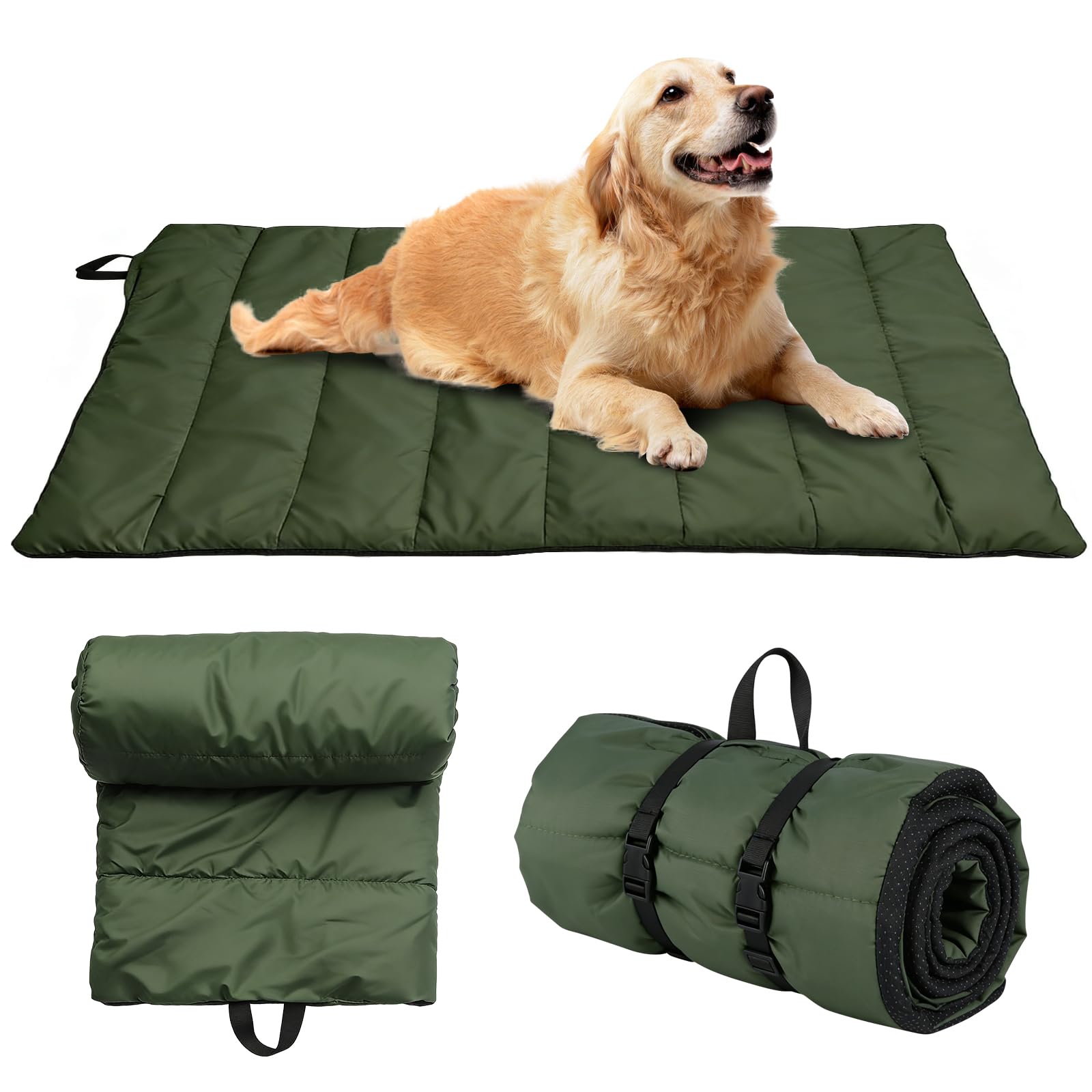 Manta para perros para viajes, 110 x 68 cm, lavable, impermeable, cama para perros, cojín para perros al aire libre, manta de viaje para perros, para viajes, camping (verde militar)