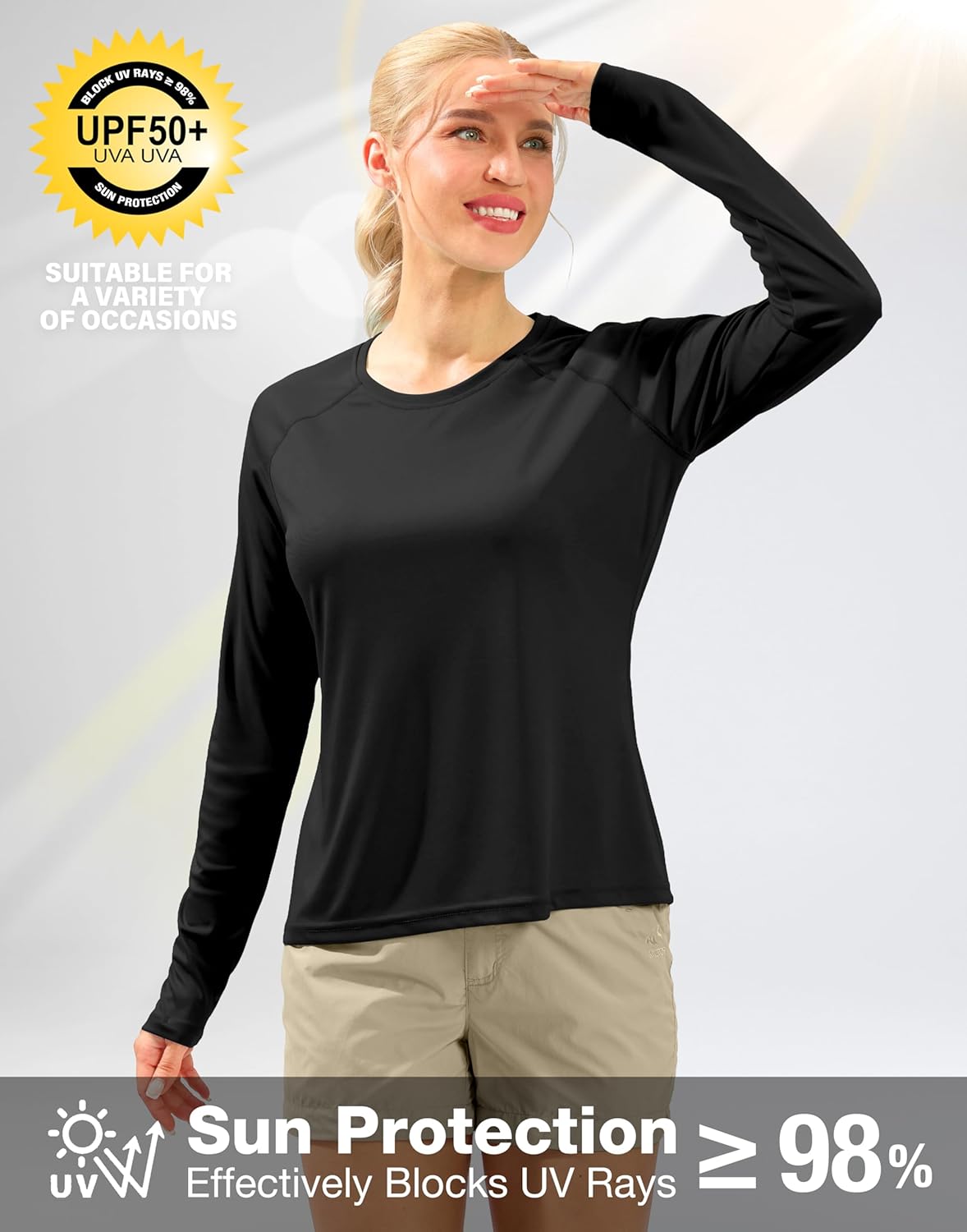Women's UPF 50+ Sun Shirts Long Sleeve UV Protection Rash Guard Lightweight Quick Dry Workout Hiking Tops for Women - Image 4