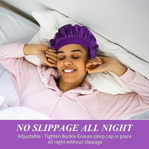 Miniatura 6 de SWEET VIEW 2 gorros de seda, envoltura de seda para dormir, gorro de satén suave y cómodo