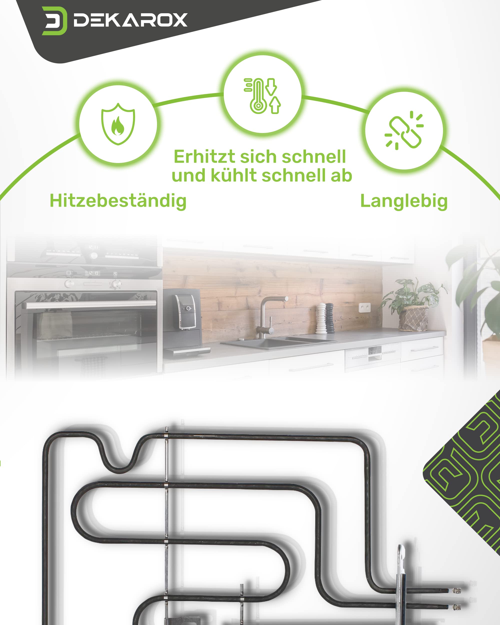 Oberhitze Heizelement Heizung 1300+1600W 230V passend für Miele 7511681 7511680 IRCA 9011R461 Backofen Herd