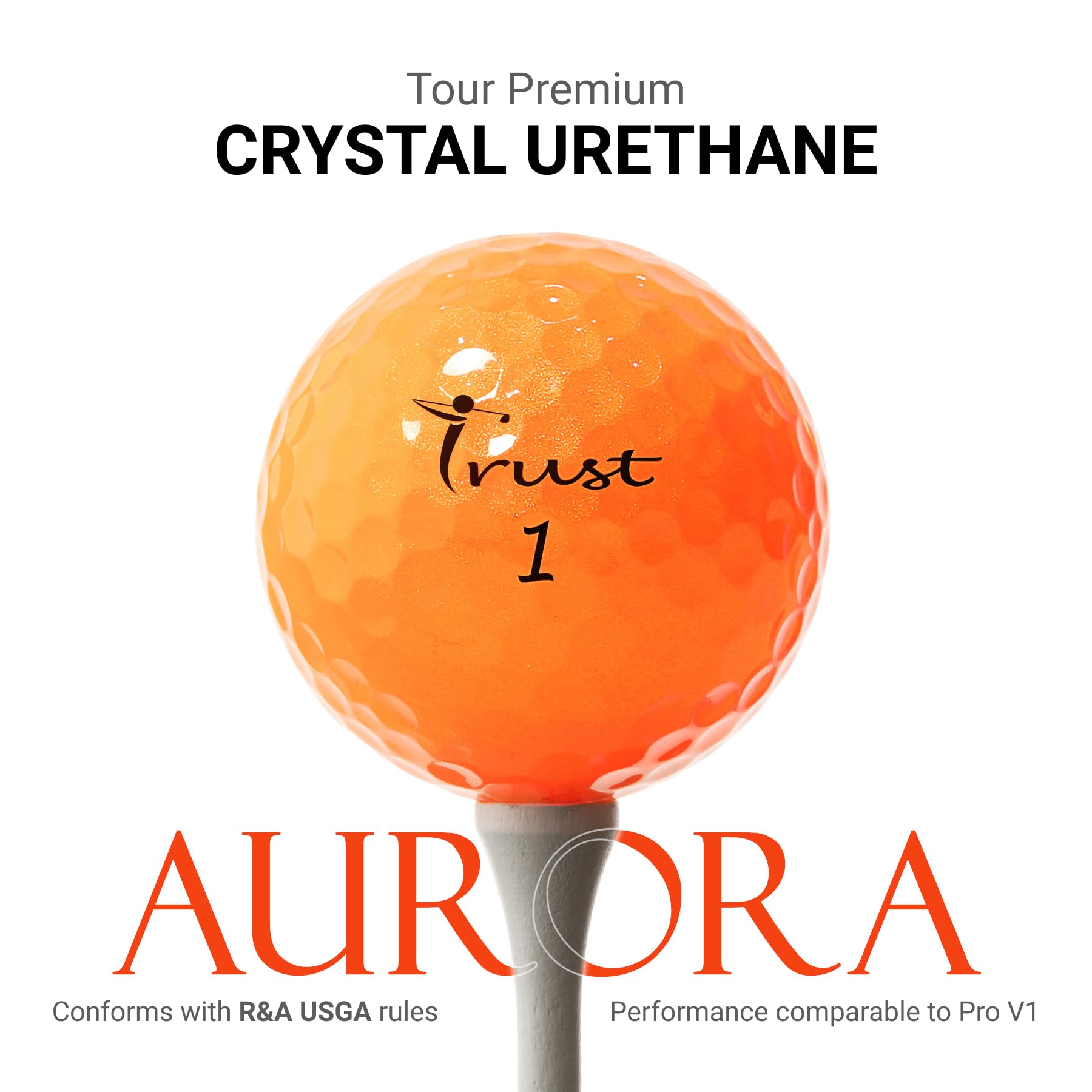 Trust Bolas de Golf Aurora | Alta Visibilidad, Vuelo Largo y Recto, Uretano Cristal Tour, Núcleo Dinámico de 3 Piezas, 12/48 Pelotas, Azul Aurora, Naranja Aurora, Amarillo Aurora y Rosa Aurora