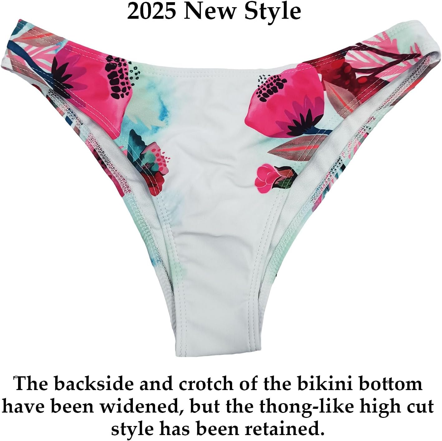 JadeRich Women Long Sleeve Crop Top Two Piece Cheeky High Cut Thong Bikini Swimsuit Floral Rash Guard Bathing - Image 3