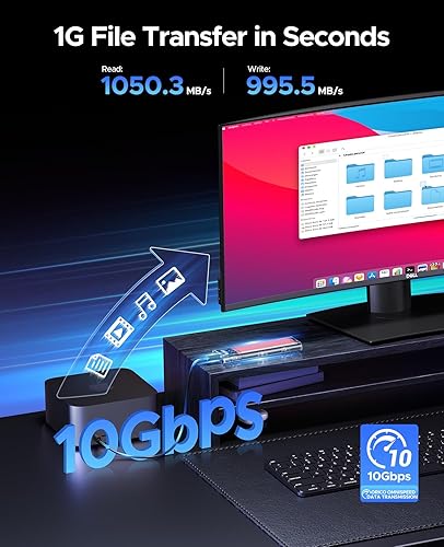 Miniatura 10 de ORICO Carcasa SSD NVMe M.2 de 40 Gbps con ventilador de refrigeración integrado, carcasa de disco duro externo sin herramientas, compatible con 2230