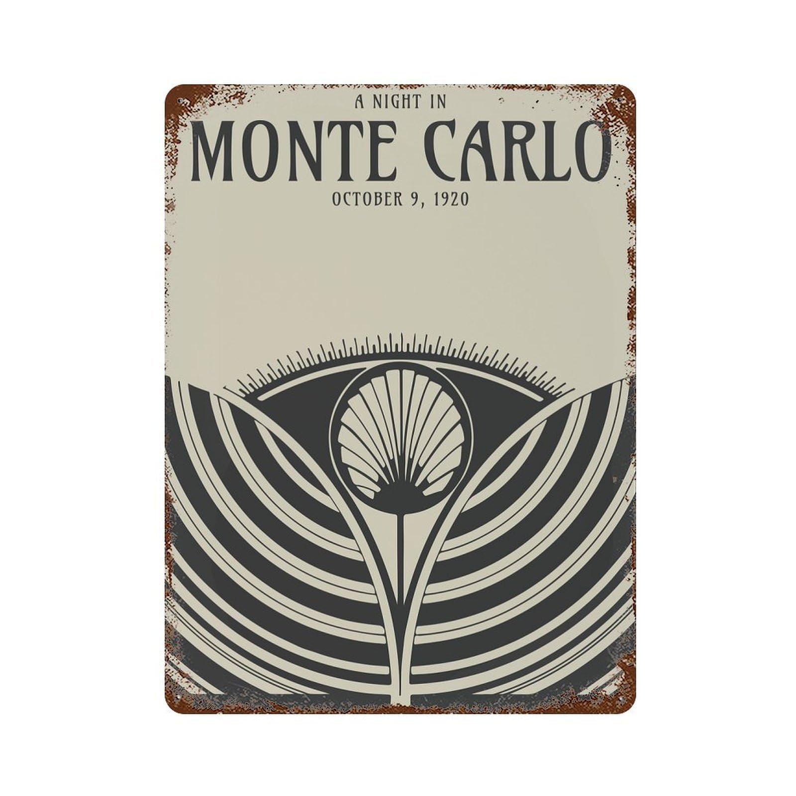 Art Deco Monte Carlo Poster 15.7"x11.8" Decorative Tin Sign, Retro Wall Decor for Bistro, Counter And Cafe Decor