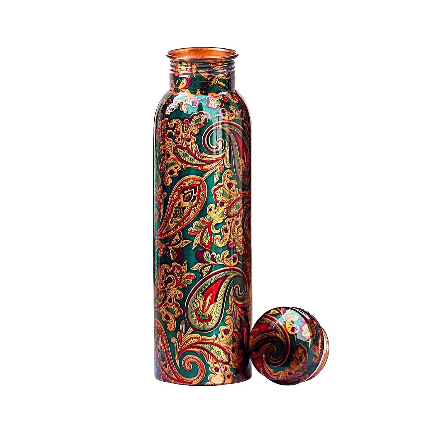 HAZDEAL Copper Water Bottle 1 Liter – Leakproof Ayurvedic Tamba Bottle for Drinking Water, BPA-Free Copper Vessel for Health Benefits, Joint-Free Durable | |Home| Office (Printed1)