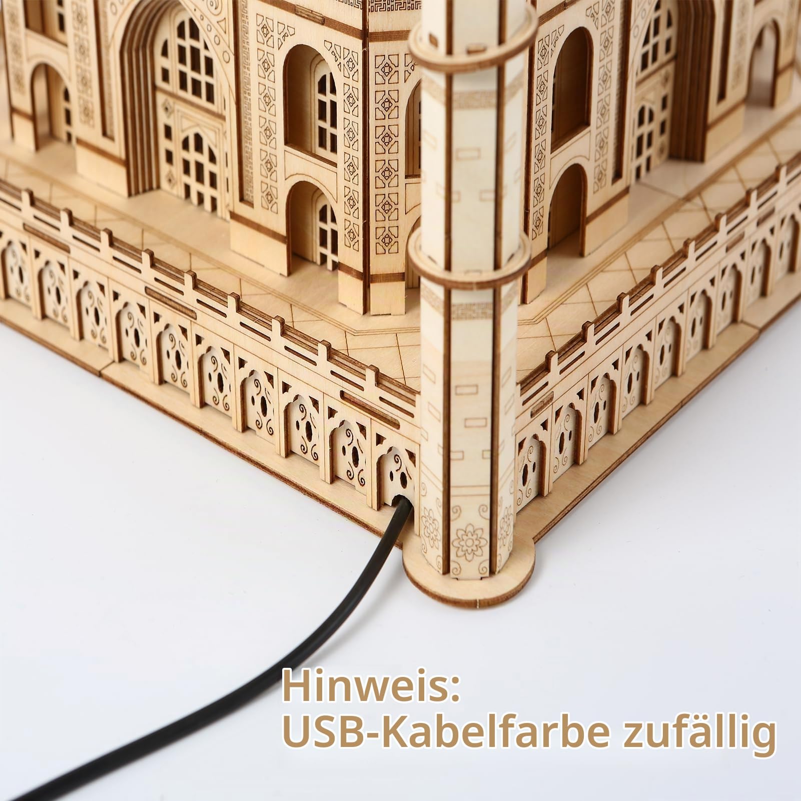 3D Holz Puzzle Modellbausätze für Erwachsene, DIY Taj Mahal Holzmodell mit LED-Licht zur Selbstmontage, mechanisches Konstruktions-Bastelset, Handwerk, Gehirn-Teaser (Der Taj Mahal)