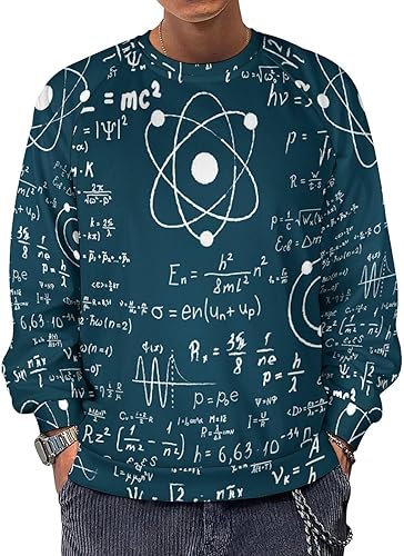 Sudaderas con fórmula científica de matemáticas físicas para hombre, cuello redondo, manga larga, atléticas, camisetas